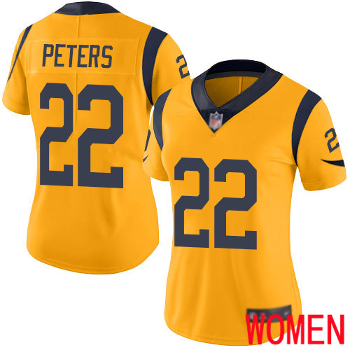 Los Angeles Rams Limited Gold Women Marcus Peters Jersey NFL Football #22 Rush Vapor Untouchable